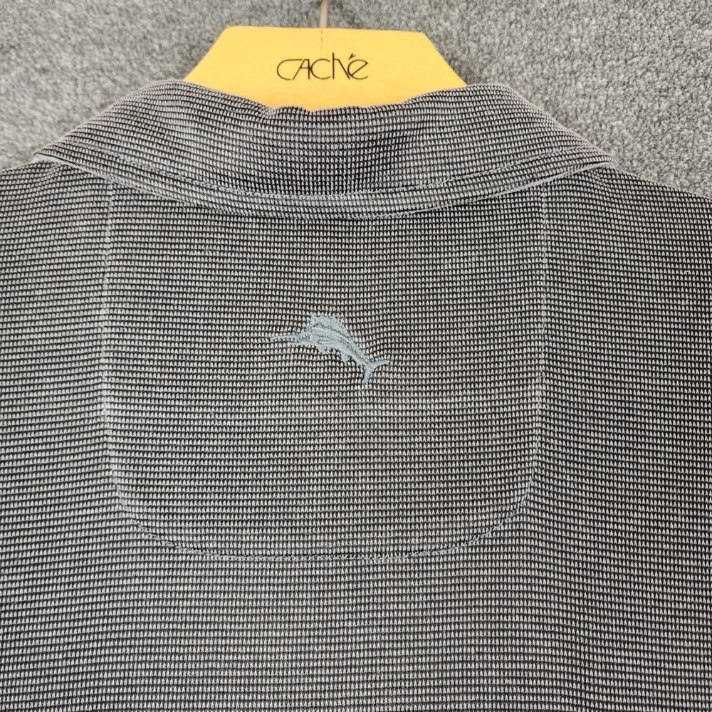 Tommy Bahama Mens Grey Micro‎ Stripe Tencel Modal Polo Shirt Size M